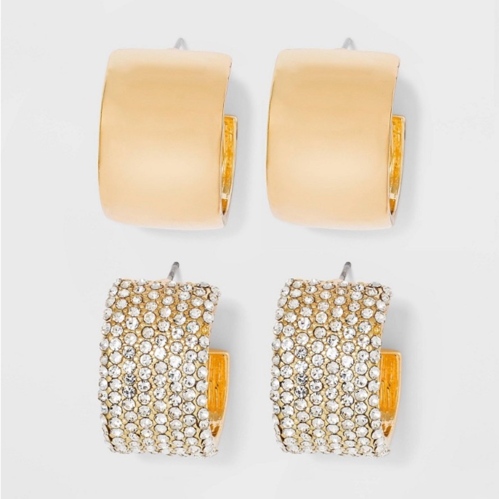 NWT Sugarfix by Baublebar Nickel Free Chic Gold and Crystal Earrings